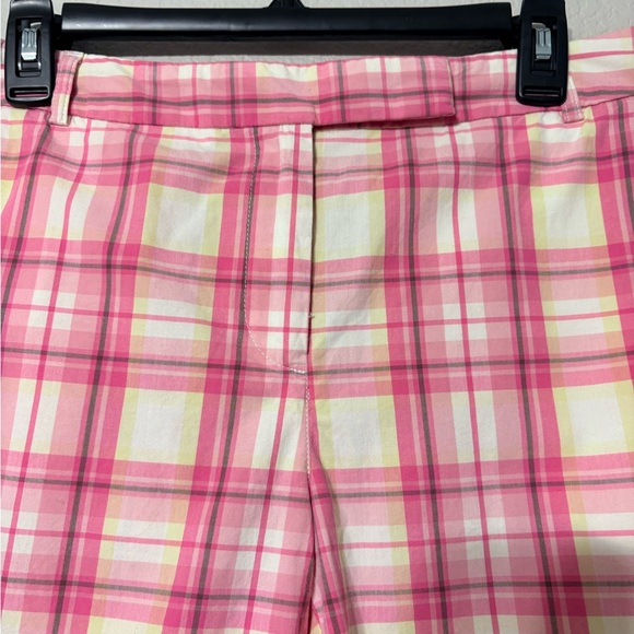 Talbots Vibrant Pink and Yellow Plaid Walking Shorts Pockets Side and Back. 10 - Picture 2 of 10